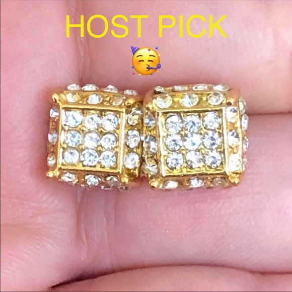 Paradise Boutique Jewelry - 18k Gold Filled Solid Diamond Stud Earrings